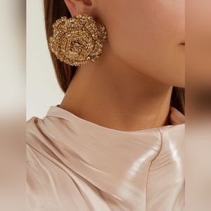 Gold Floral Statement Earrings